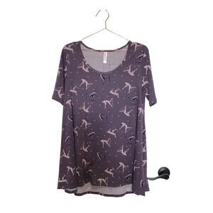 LuLaRoe Perfect T Purple Baseball Print - Size Medium